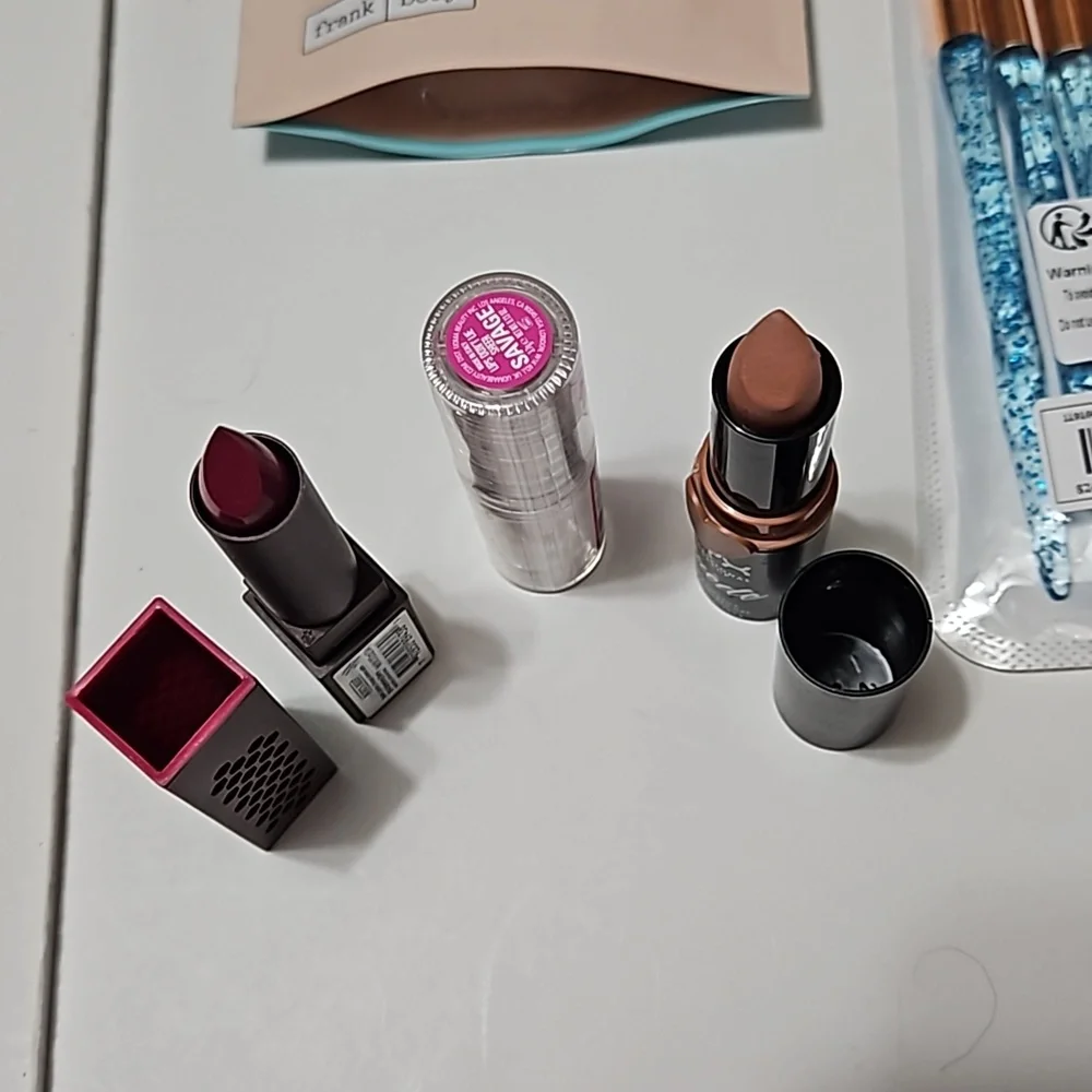 Lipstick, Brushes Bundle Lot of Makeup Burts Bees & NYX